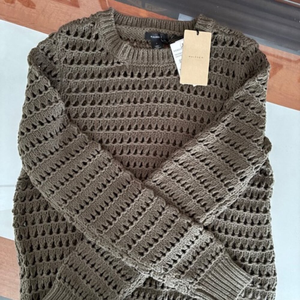 Halogen long sleeve open weave sweater